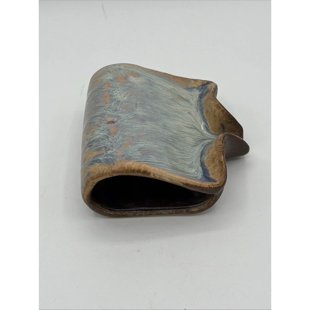 Stoneware Ceramic Sponge Holder & Soap Dish with Drip Spout - Reactive Glaze